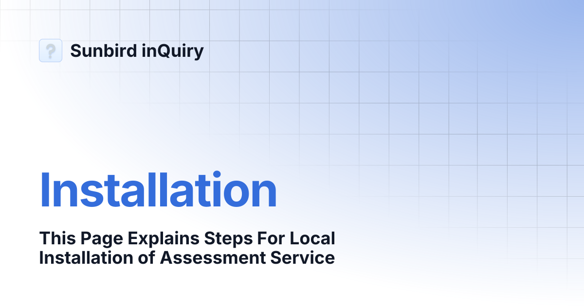 Installation | Sunbird inQuiry